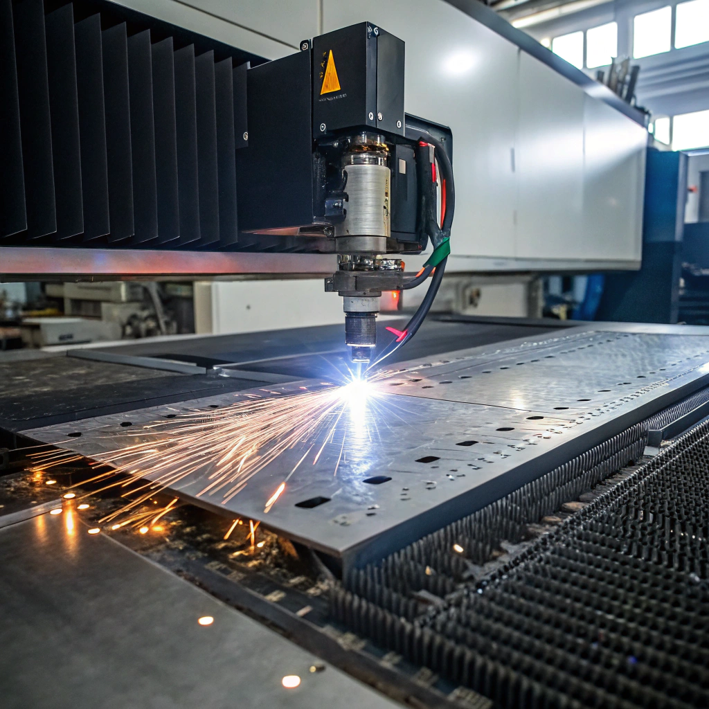 Advanced metal fabrication and laser cutting equipment icon representation