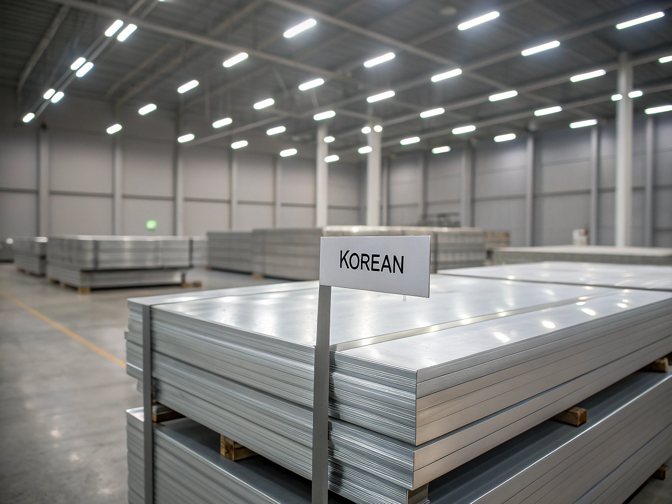 Precision aluminum alloy sheet plates stacked in clean CNC fabrication workshop