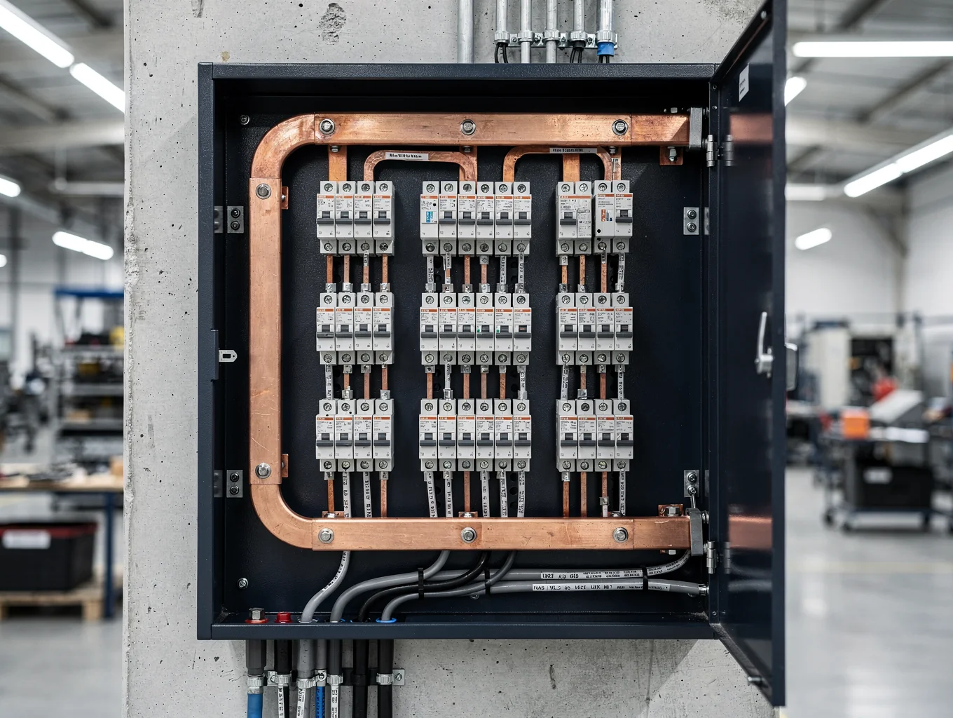Commercial building main electrical switchboard setup