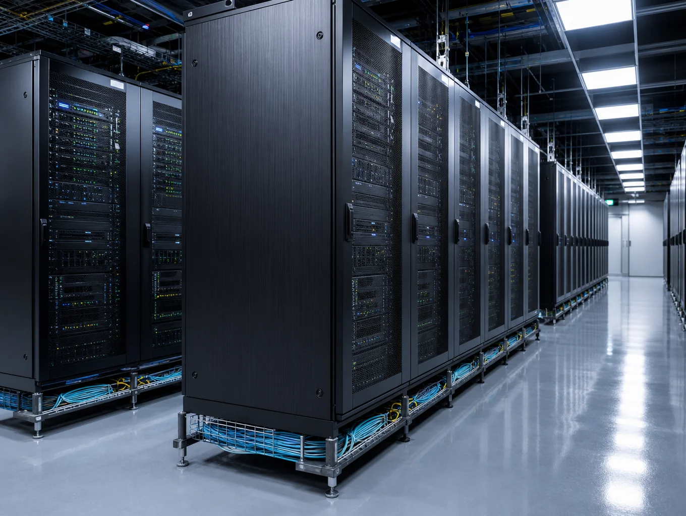 Data center server rack power distribution and substation