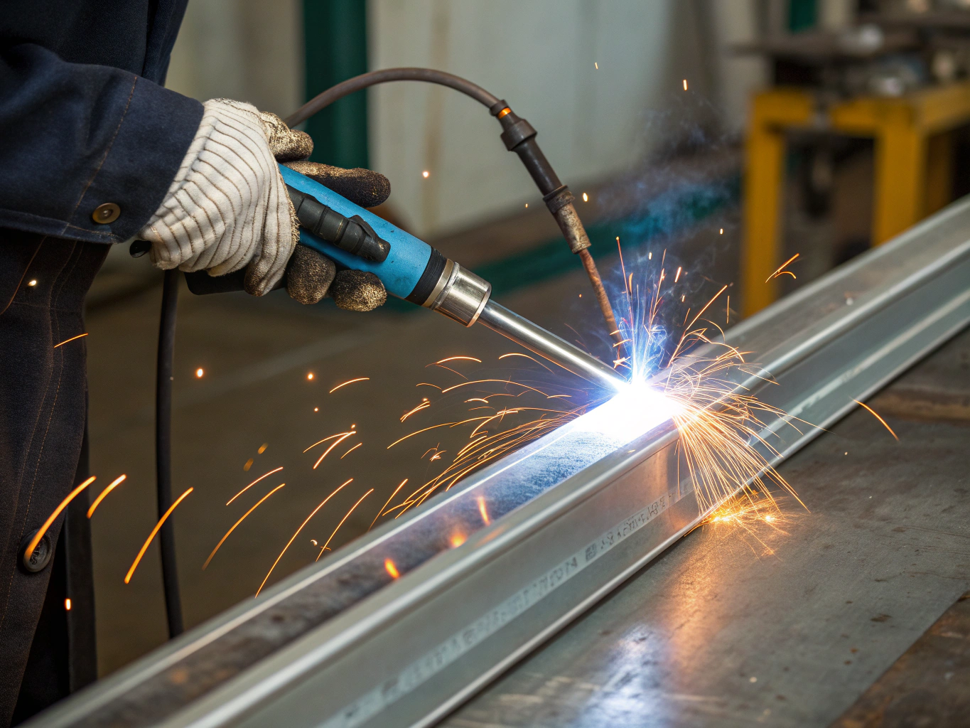 Certified welder performing a precise TIG weld on a metal assembly