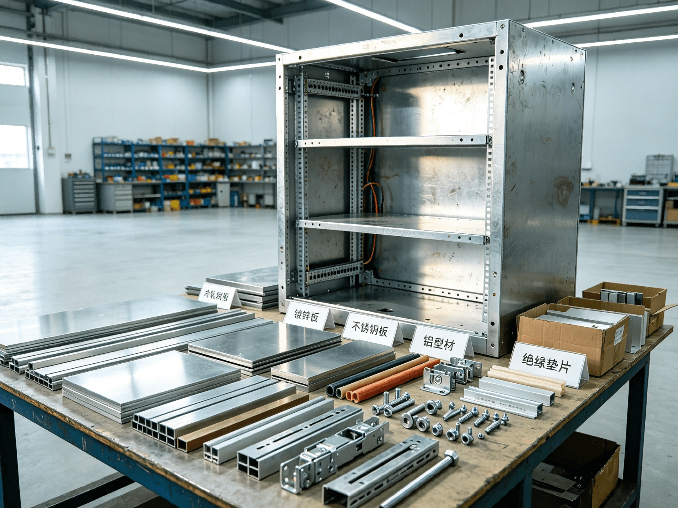 Industrial warehouse staging racks with certified cold rolled steel and aluminum sheet metal bundles