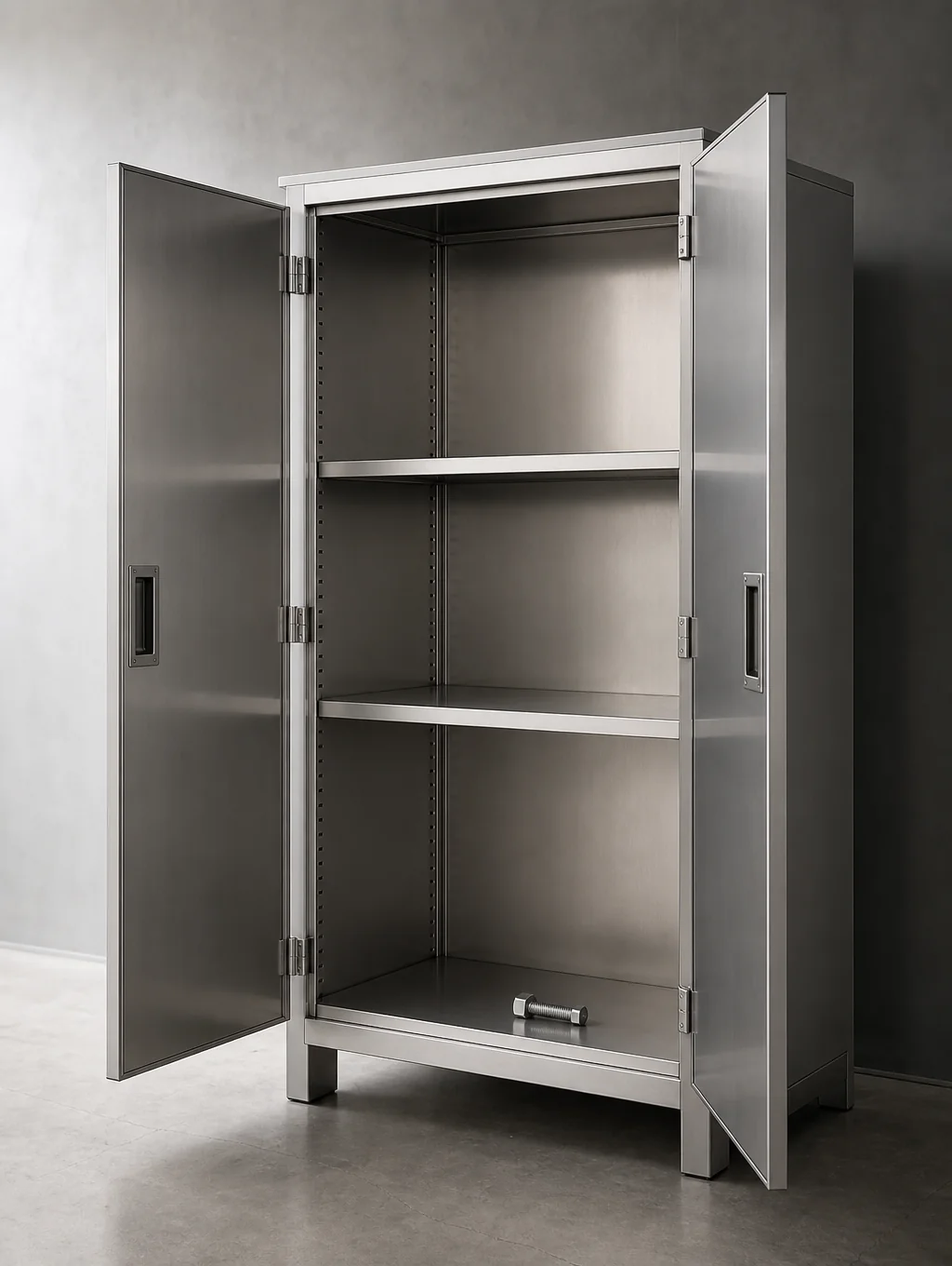Angled exterior view of 4-drawer fire-rated filing cabinet enclosure