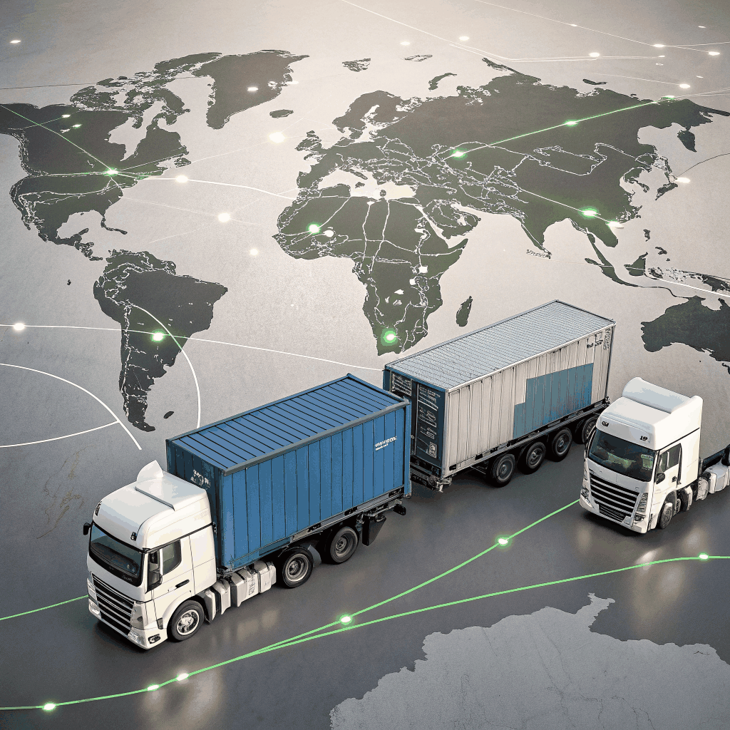Global logistics and supply chain management icon representation