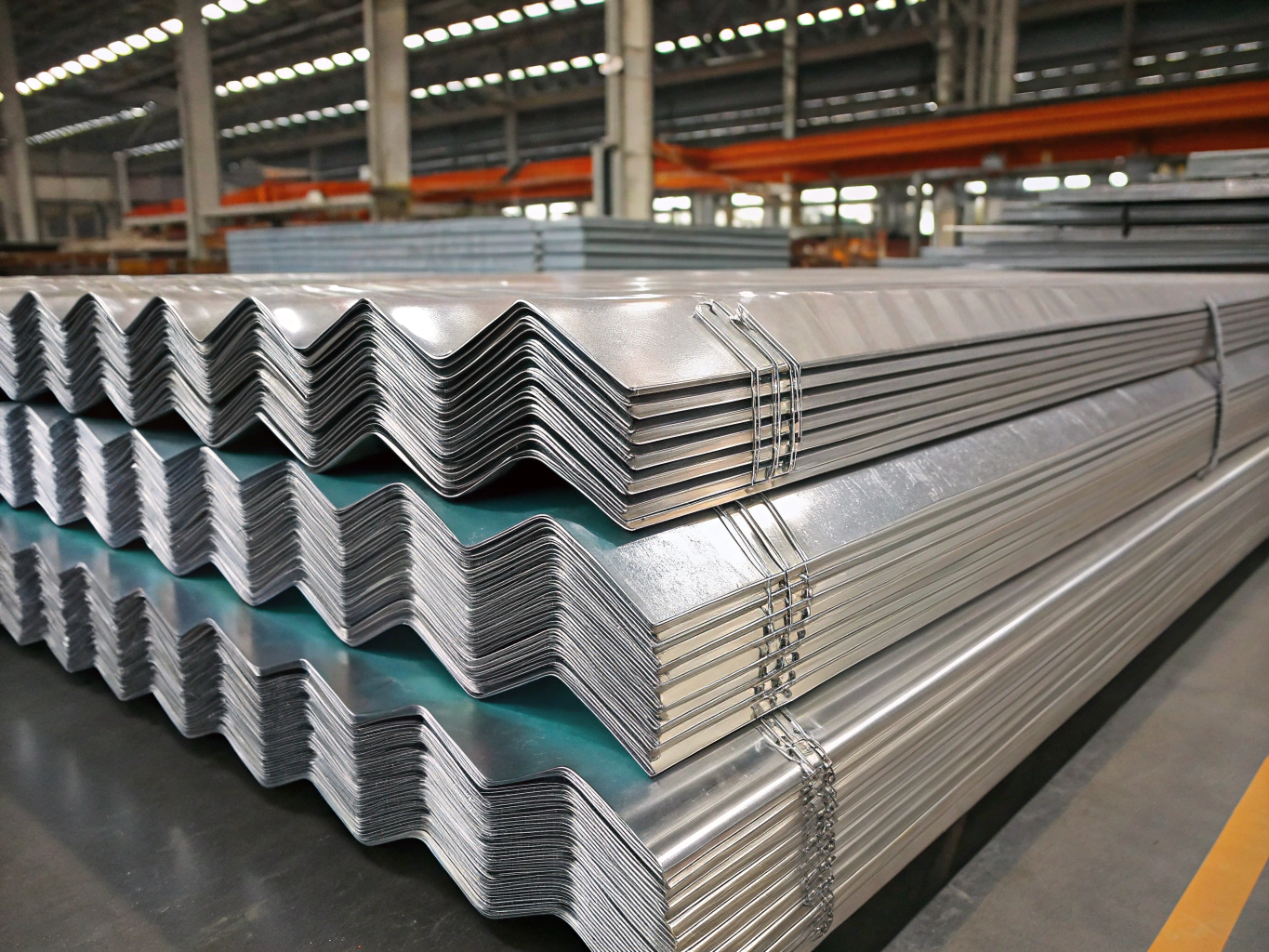 Bundles of precision cold rolled and galvanized steel sheets ready for CNC manufacturing