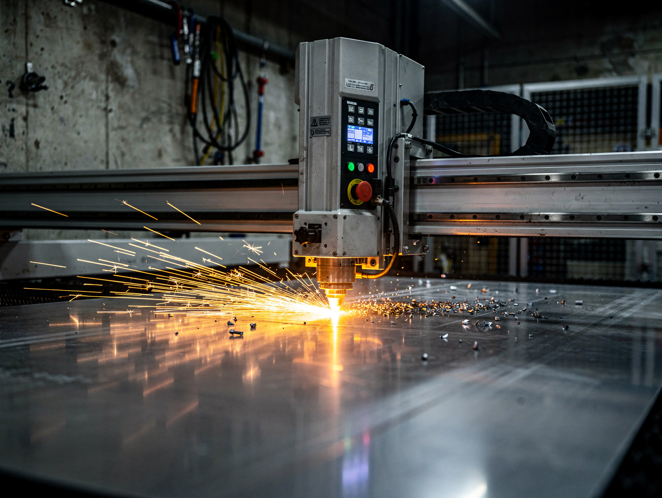 Custom sheet metal fabrication workshop with precision machinery