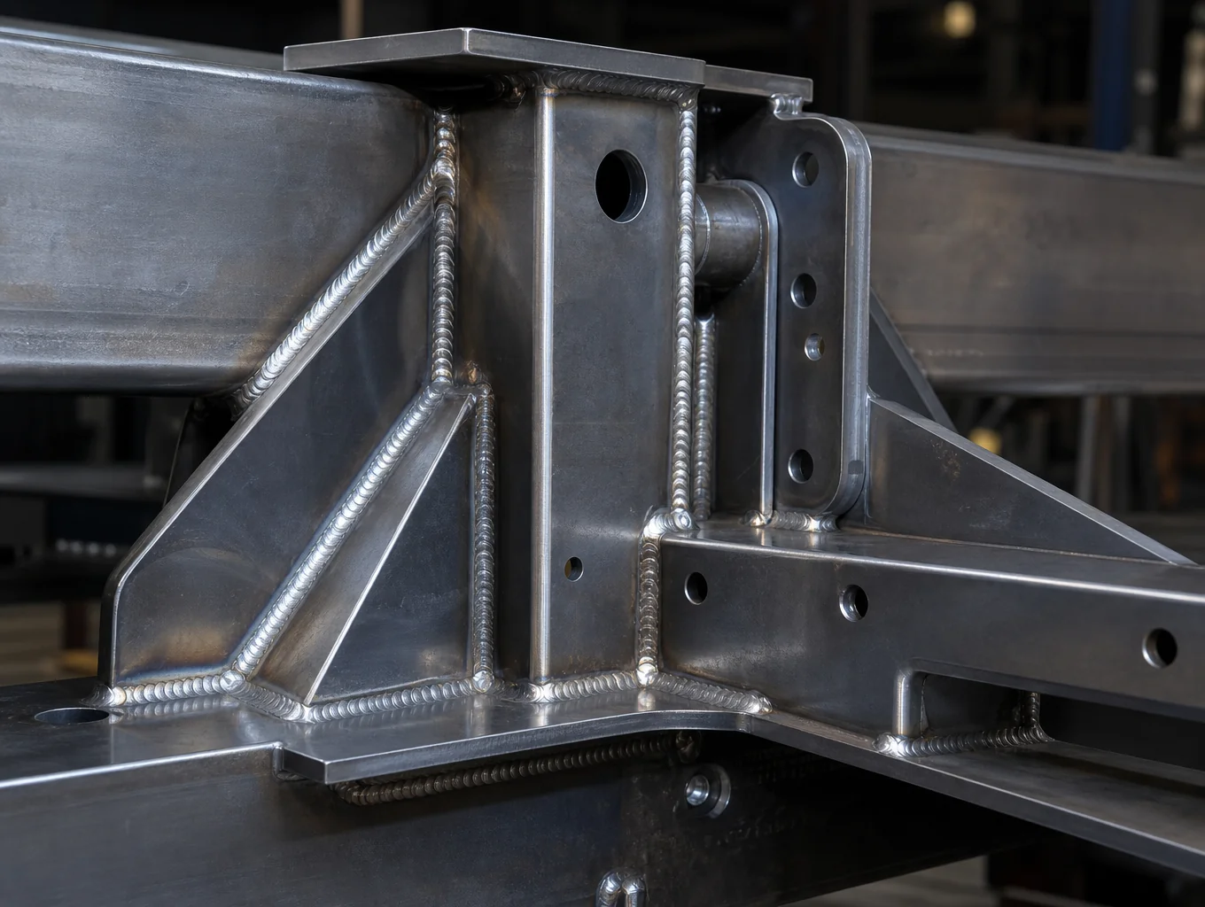 Heavy duty welded structural metal skid and frame assembly