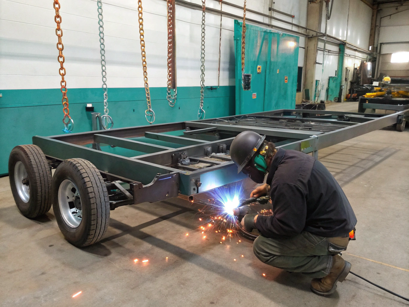 Precision welded metal chassis and heavy bracket assembly