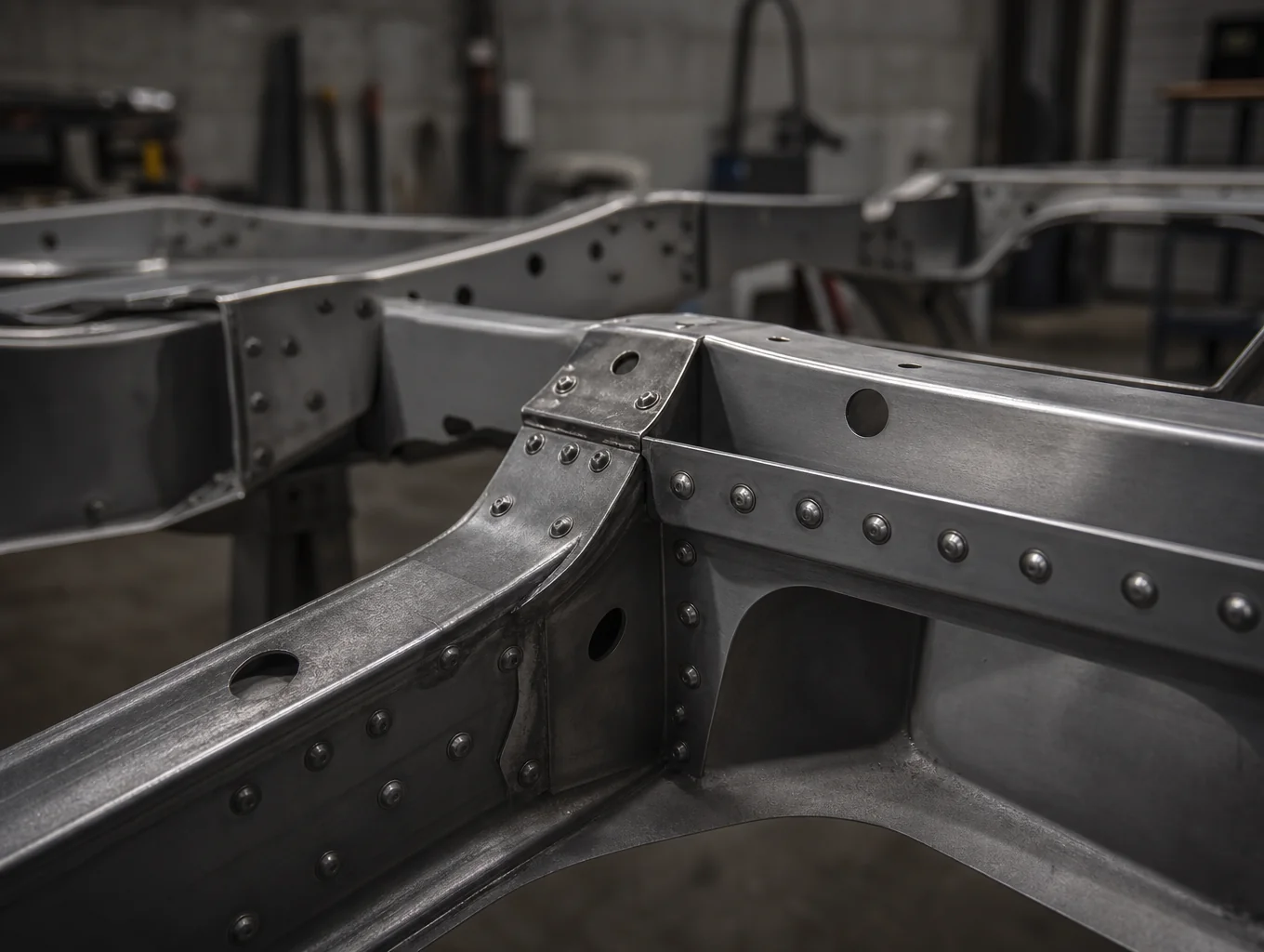 Automotive stamped floor pan assembly in steel