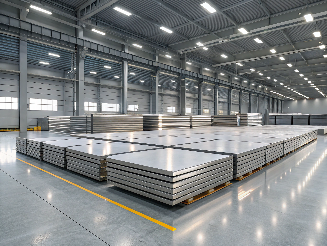 Fabricated return air plenum boxes and register frames ready for shipment