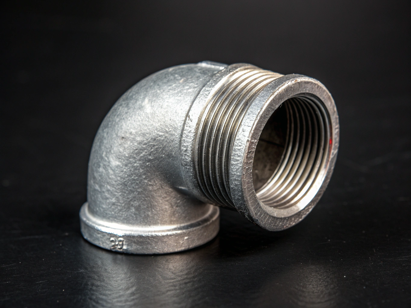 Galvanized steel HVAC duct elbows and 90-degree bends on clean studio surface