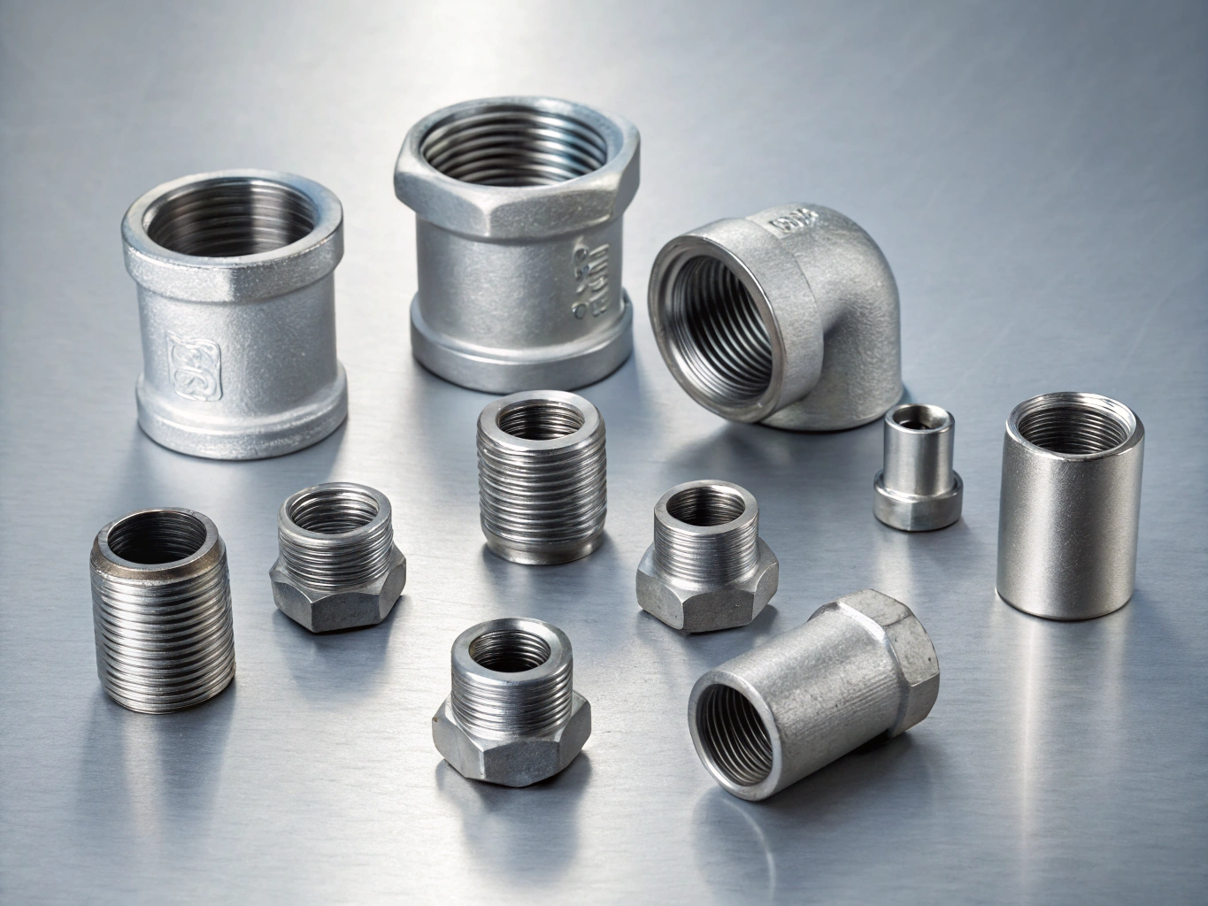 Stainless steel HVAC duct tee fittings and branching take-offs