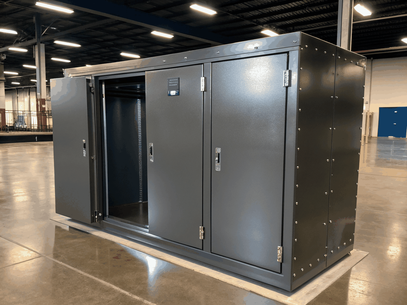 Sheet metal industrial air handler housing and control cabinet