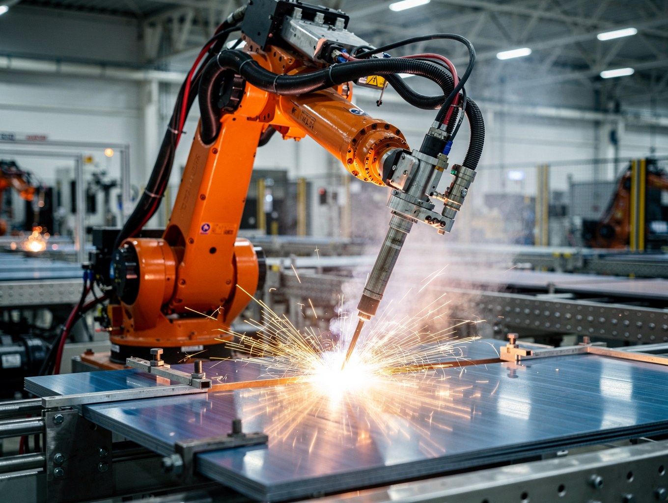 Robotic welding of an automotive body panel assembly