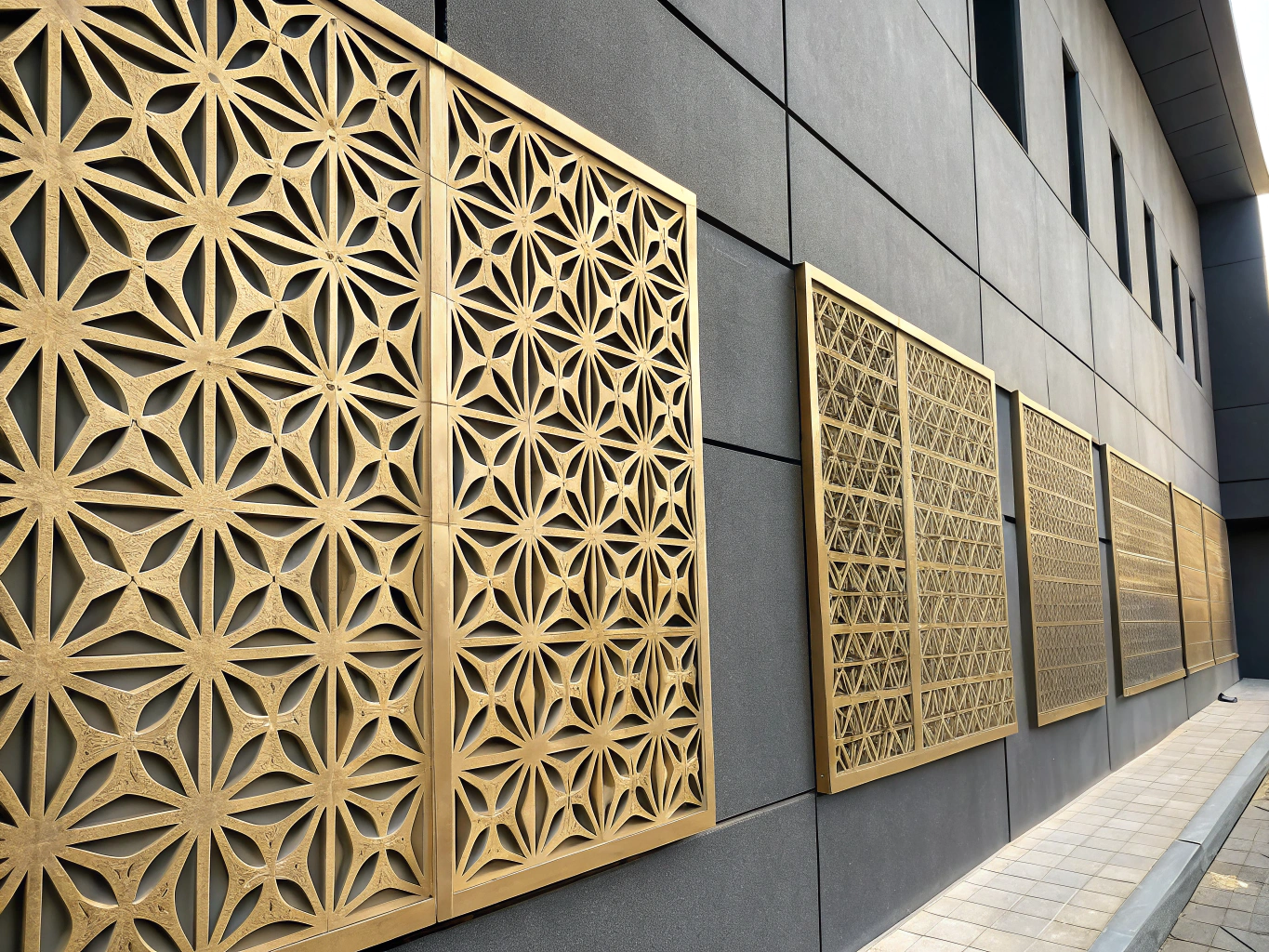 Architectural exterior facade panels and exterior cladding metalwork