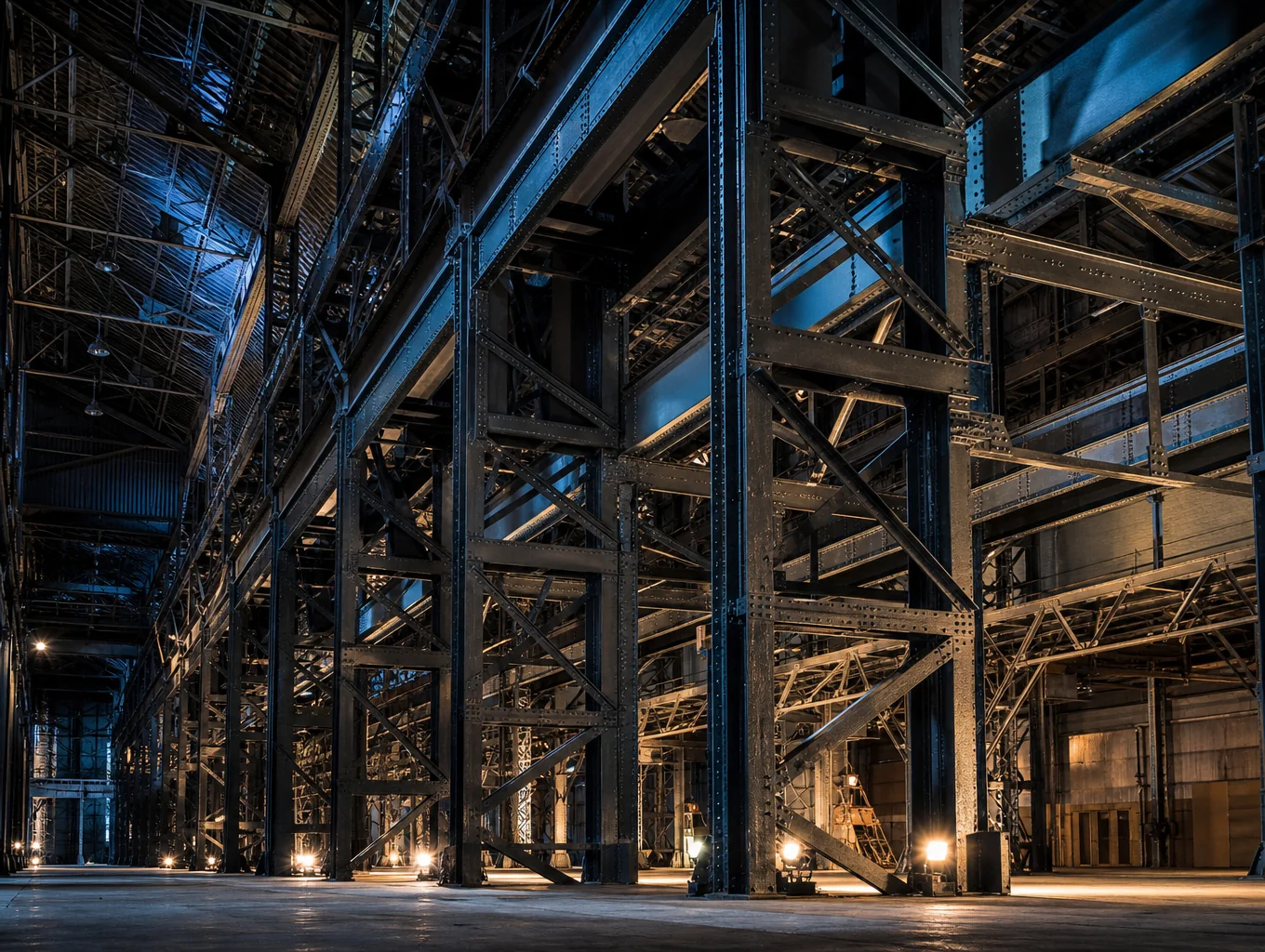 Industrial manufacturing plant structure with cold-formed metal framing