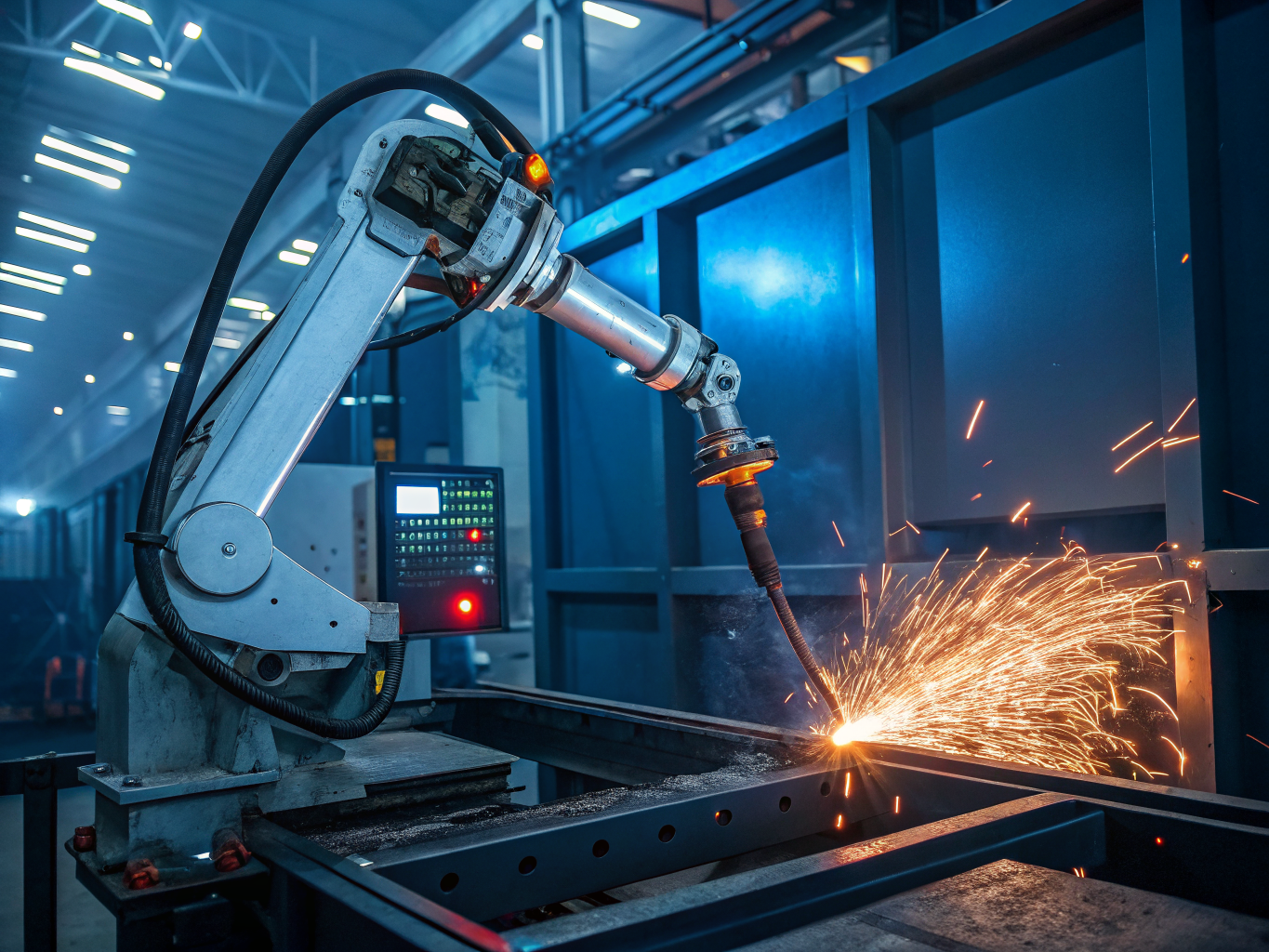 Robotic welding cell with custom fabricated safety enclosure